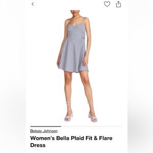 Blue and White Betsey Johnson Plaid Fit & Flare Dress